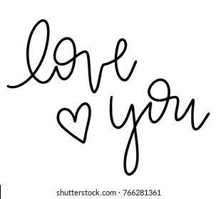love you hand lettered vector typography 