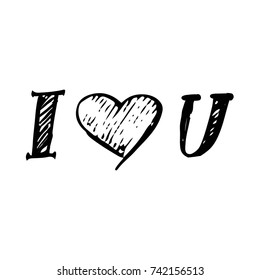 I love you. Hand lettering and custom typography for your designs: t-shirts, bags, for posters, invitations, cards, etc.
