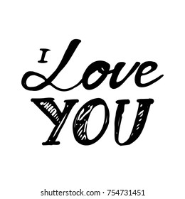 I love you. Hand lettering and custom typography for your designs: t-shirts, bags, for posters, invitations, cards, etc.