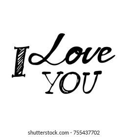 I love you. Hand lettering and custom typography for your designs: t-shirts, bags, for posters, invitations, cards, etc.