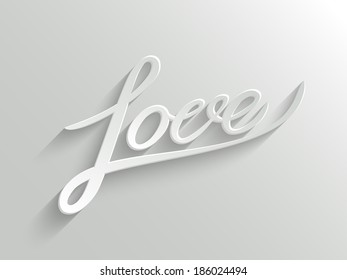 Love You Hand lettering Greeting Card. Typographical Vector Background. Handmade calligraphy. 
