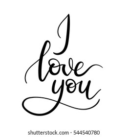 I Love You Hand Lettering Greeting Card. Modern Calligraphy. Vector Illustration