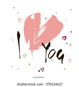 I LOVE YOU hand lettering  handmade calligraphy, vector  typography background. Perfect design for invitations,  romantic photo cards or party invitations for Valentine's Day, wedding, Mother's Day.