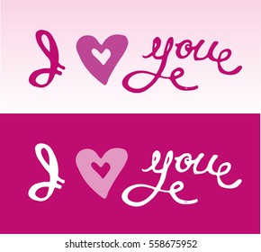 'love you' hand lettering - handmade calligraphy; scalable and editable vector illustration;