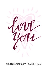 'love you' hand lettering - handmade calligraphy; scalable and editable vector illustration;