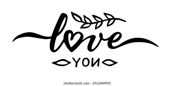 love you hand lettering vector