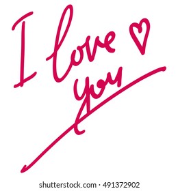 I LOVE YOU. Hand lettering. Vector illustration for printing on surfaces, clothing, postcards.