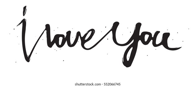 I LOVE YOU hand lettering. Vector illustration