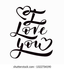 Love You Hand Lettering White Background Stock Vector (Royalty Free ...