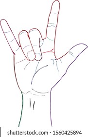 I love you hand line symbol