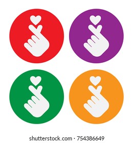 I love you. Hand making mini heart sign. flat color icons.