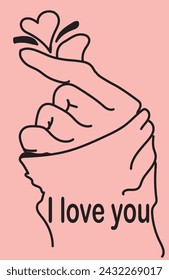 i love you hand sign with pink background