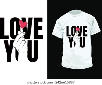 Love you with hand love vector on isolated white background.Vector illustration hand drawing dry watercolor style.For used t-shirt pattern design
