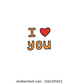 I Love You hand written doodle styled symbol. Vector illustration.