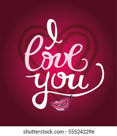 Love You Hand Written Lettering Romantic Stock Vector (Royalty Free