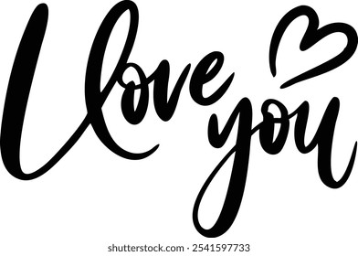 I Love You - handgezeichnetes romantisches Lettering-Design für Valentinstag und Liebesanlässe.Valentinstag, Hochzeitseinladungen, Jubiläen, Grußkarten und Ausdruck von herzlichen Gefühlen.