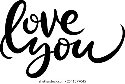 Love You - Hand-Drawn Romantic Lettering Design for Valentine's Day and Special Occasions.Perfect for Valentine's Day, wedding invitations, anniversary cards, and heartfelt messages.