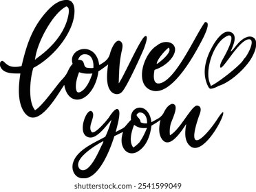 Love You - Design de letras românticas desenhadas à mão para o Dia dos Namorados e Ocasiões Especiais.Perfeito para o Dia dos Namorados, convites de casamento, cartões de aniversário e mensagens sinceras.