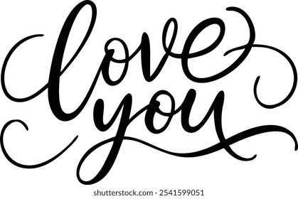 Love You - Hand-Drawn Romantic Lettering Design for Valentine's Day and Special Occasions.Perfect for Valentine's Day, wedding invitations, anniversary cards, and heartfelt messages.