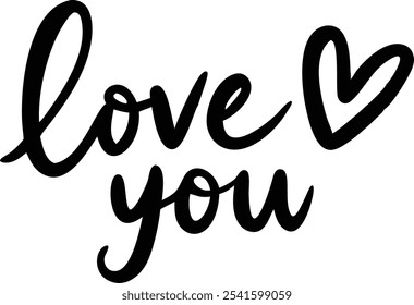 Love You - Hand-Drawn Romantic Lettering Design for Valentine's Day and Special Occasions.Perfect for Valentine's Day, wedding invitations, anniversary cards, and heartfelt messages.