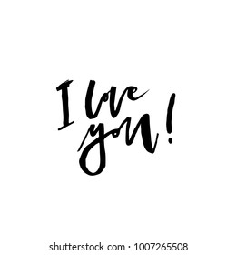 I love you. Hand-lettering typography quote. Modern calligraphy, grunge texture. Hand-written vector illustration. T-shirt & Valentine's day card design.