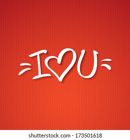 i love you, handwritten abbreviated text with heart shape