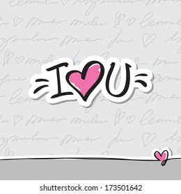 I Love You, Handwritten Abbreviated Text With Heart Shape