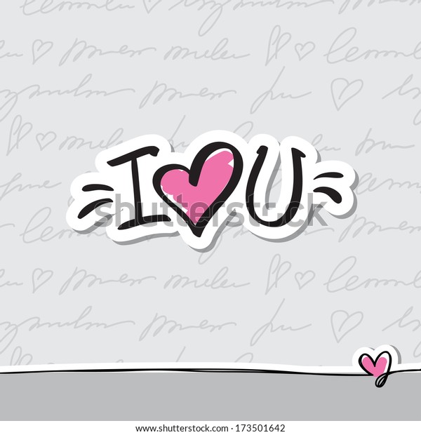 Love You Handwritten Abbreviated Text Heart Stock Vector Royalty Free