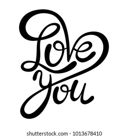 Love You Handwritten Calligraphic Inscription Modern Stock Vector ...