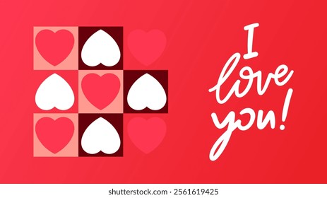 i love you handwritten calligraphy on background , Flat Modern design , illustration Vector EPS 10