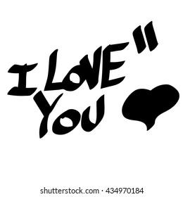 I love you handwritten on a white background. Vector art.