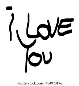 I love you handwritten on a white background. Vector art.