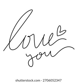 Love You Handwritten Script Quote Illustration
