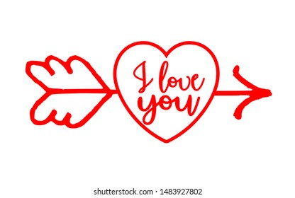I love you handwritten text on heart vector vintage