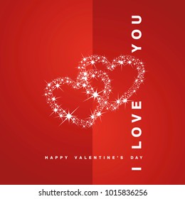 I love You Happy Valentine's Day two stars hearts red card