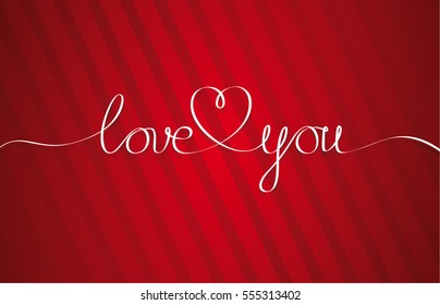 Love You Heart. Hand drawn Lettering