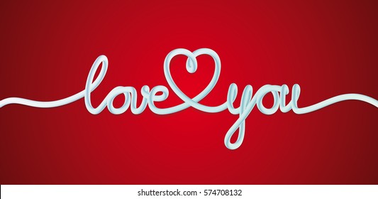 Love You Heart. Hand drawn Lettering