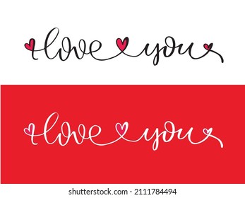 Love you, heart. Happy Valentine's Day - lettering postcard. Love you, Kiss you - lettering label for t-shirt design. Love backgrounf pattern.