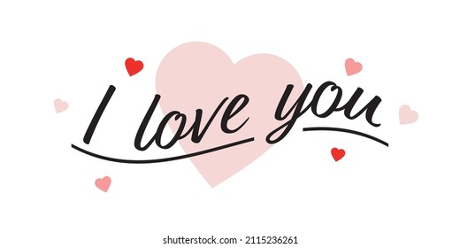 I love you - Heart icons and text on a white background