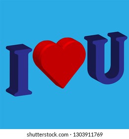 I love you heart letter element cartoon isolated vector silhouette