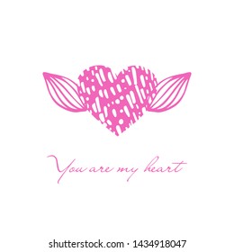 I love you. A heart. Postcard to the St. Valentine's Day. Vector illustration.