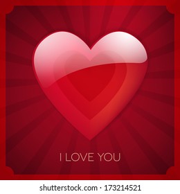 i love you heart poster vector card design. isolated from background. 