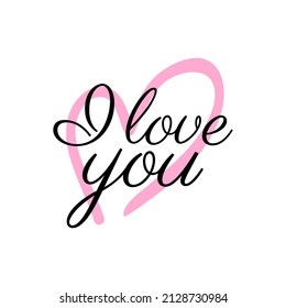 I love you heart romantic text sign symbol design vector