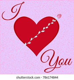 I love you. Heart and rose. Vector illustration