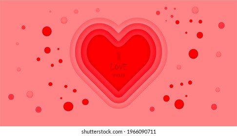 I love you heart shape card and Pink background design