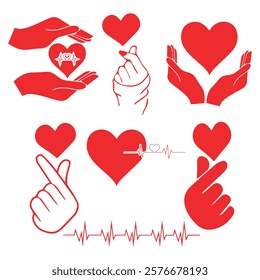 I love you heart sign. Valentine day and expression to you. Message of love using hand gesture. Vector illustration.