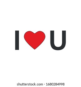 i love you and heart symbol. red heart