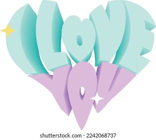 I love you heart text vector illustration