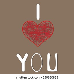 I love you. Heart for  Valentines Day Design lettering