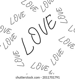 love you hearts romantic pattern illustration isolated on white. black and white seamless pattern